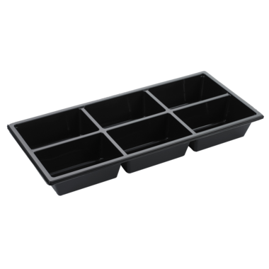 TAPAS TRAY 6-VAKS ZWART  400st